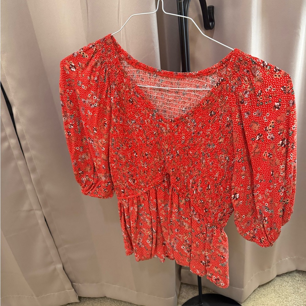 Floral Red Women's Top #2006